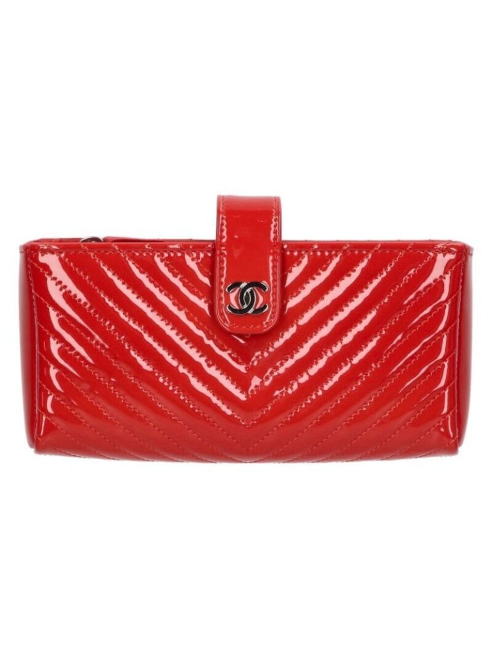 Chanel V-Stitched Patent CC Pouch - Picture 1 of 5
